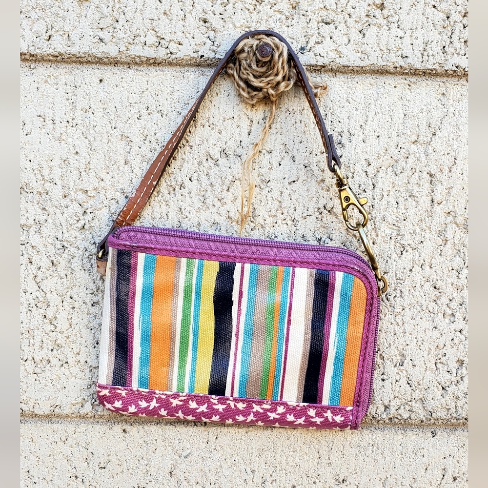 Fossil Multicolor Stripes Birds Wristlet Wallet - image 2